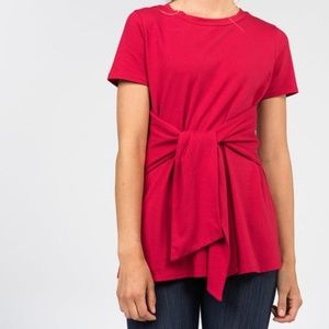Agnes & Dora Red Side Seam Sash Top NWT